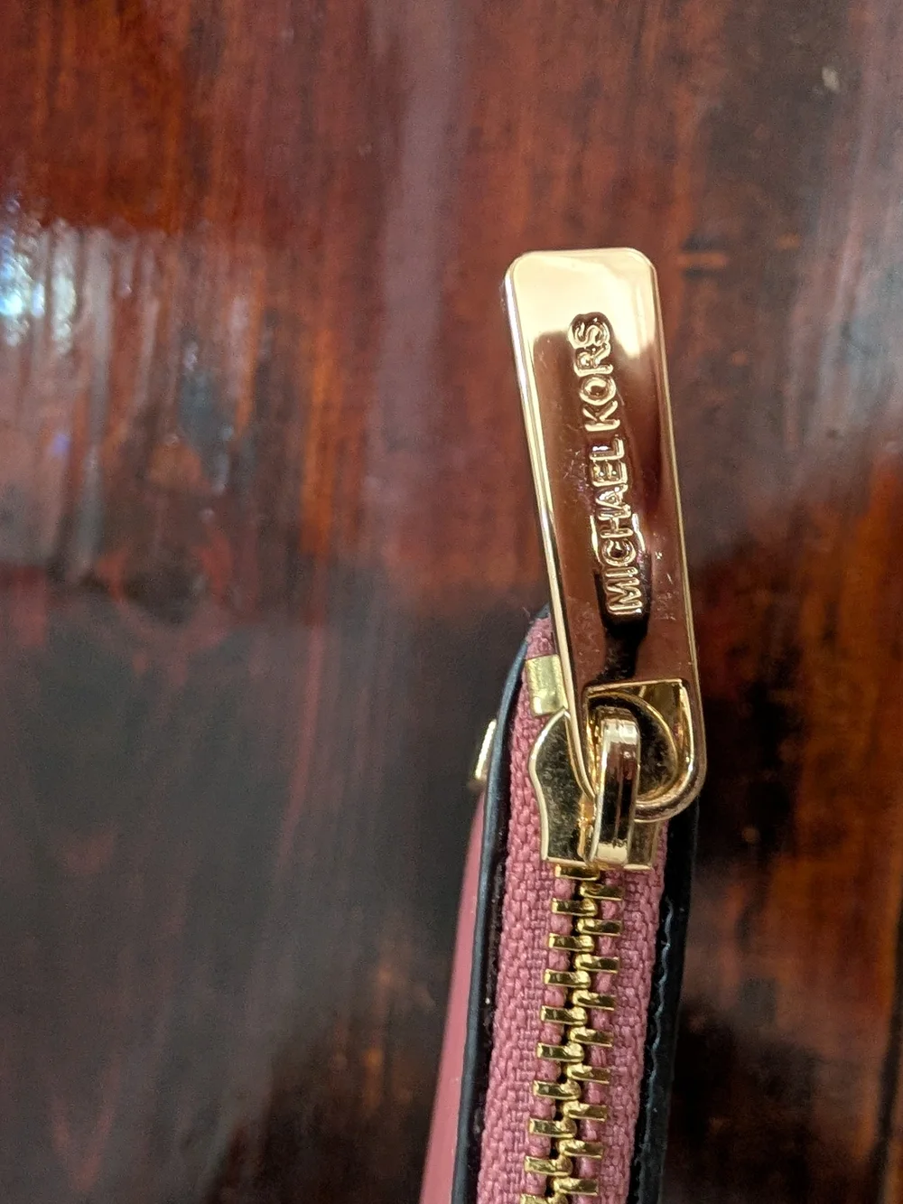 Michael Kors Pink Saffiano Zip Card Wallet - Picture 3 of 4